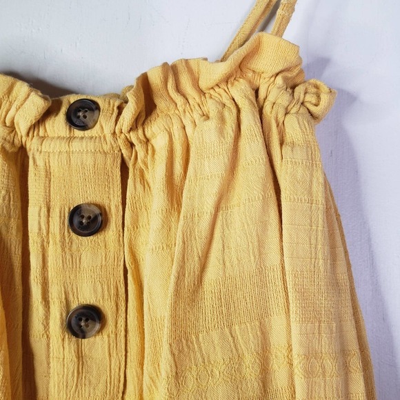 American Eagle Cropped Button Front Tank Top Peasant S Mustard Yellow - Picture 2 of 7